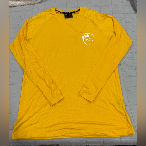 Alphalete Other - Alphalete Men’s Aspire Long Sleeve Top Yellow Size Medium Soft Stretch Wolf Logo
